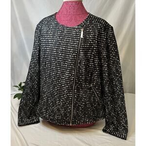 The Limited Black Lace Nylon & Cotton Long Sleeve Full Zip‎ Casual Jacket 1x